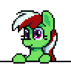 Size: 288x288 | Tagged: safe, artist:bitassembly, oc, oc only, oc:wandering sunrise, earth pony, pony, fallout equestria: dead tree, animated, dab, gif, pixel art, simple background, solo, transparent background