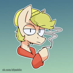 Size: 1000x1000 | Tagged: safe, artist:difis, oc, oc only, pony, beanie, bust, cigarette, hat, lidded eyes, male, smoking, solo, stallion