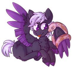 Size: 1100x1010 | Tagged: safe, artist:cinnamonsparx, oc, oc only, pegasus, pony, snake, chest fluff, cloven hooves, male, prone, simple background, solo, stallion, tongue out, transparent background, two toned wings, wings