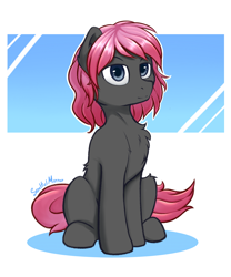 Size: 1000x1200 | Tagged: safe, artist:soulfulmirror, oc, oc only, oc:soulful mirror, earth pony, pony, abstract background, chest fluff, male, sitting, solo, stallion