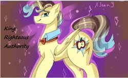 Size: 1613x980 | Tagged: safe, artist:xjenn9fusion, oc, oc:king righteous authority, alicorn, pony, alicorn oc, bowtie, butt, collar, commissioner:bigonionbean, cutie mark, flank, fusion, fusion:braeburn, fusion:doctor whooves, fusion:prince blueblood, fusion:time turner, fusion:wind waker, horn, meme, plot, the ass was fat