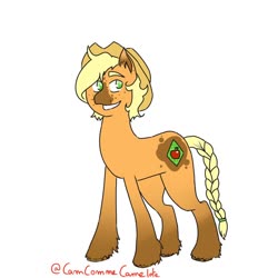 Size: 1024x1024 | Tagged: safe, artist:camcommecamelote, applejack, earth pony, pony, g4, applejack (g5 concept leak), braided tail, female, g5 concept leak style, g5 concept leaks, redesign, short hair, simple background, solo, white background