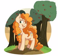 Size: 2854x2738 | Tagged: safe, artist:modularpon, pear butter, earth pony, pony, g4, apple, apple tree, eye clipping through hair, female, high res, simple background, solo, tree, white background