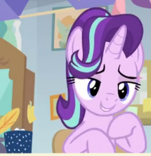 Size: 215x222 | Tagged: safe, screencap, starlight glimmer, pony, unicorn, g4, marks for effort, chocolate, cropped, female, food, hot chocolate, mare, marshmallow, raised eyebrow, raised hoof, sitting, smiling, solo, starlight's office