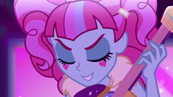 Size: 1920x1080 | Tagged: safe, screencap, kiwi lollipop, equestria girls, equestria girls specials, g4, my little pony equestria girls: better together, my little pony equestria girls: sunset's backstage pass, close-up, electric guitar, eyes closed, female, guitar, k-lo, musical instrument, solo