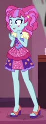 Size: 174x468 | Tagged: safe, screencap, kiwi lollipop, equestria girls, equestria girls series, g4, lost and pound, spoiler:eqg series (season 2), clapping, cropped, feet, k-lo, legs, lost and pound: rarity, sandals