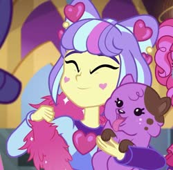 Size: 731x720 | Tagged: safe, screencap, princess thunder guts, supernova zap, dog, equestria girls, equestria girls series, g4, lost and pound, spoiler:eqg series (season 2), cropped, cute, feather boa, female, lost and pound: rarity, su-z, su-z-betes