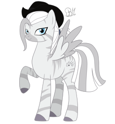 Size: 2366x2535 | Tagged: safe, artist:dreamyartcosplay, oc, oc only, oc:crystal eclair, pegasus, pony, female, hat, high res, mare, pegasus oc, raised hoof, signature, simple background, transparent background, wings