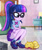 Size: 624x736 | Tagged: safe, artist:charliexe, sci-twi, twilight sparkle, cat, equestria girls, g4, my little pony equestria girls: better together, clothes, cute, digital art, dress, female, geode of telekinesis, glasses, legs, magical geodes, ponytail, schrödinger's pantsu, shoes, skirt, skirt interior, smiling, socks, solo, thighs, twiabetes, upskirt