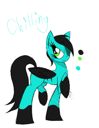 Size: 888x1150 | Tagged: safe, artist:didun850, oc, oc only, oc:chilling, changepony, hybrid, pony, frown, one eye closed, raised hoof, reference sheet, signature, simple background, solo, text, transparent background, wink