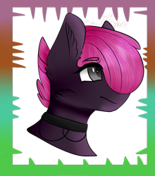 Size: 939x1065 | Tagged: safe, artist:snowflakecrystalyt, oc, oc only, oc:flight finesse, pegasus, pony, bust, choker, commission, female, mare, simple background, solo, transparent background