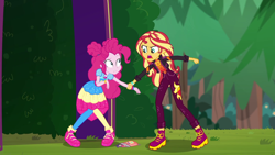 Size: 1920x1080 | Tagged: safe, screencap, pinkie pie, sunset shimmer, equestria girls, equestria girls specials, g4, my little pony equestria girls: better together, my little pony equestria girls: sunset's backstage pass, female, shoes, sneakers