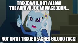 Size: 1280x714 | Tagged: safe, edit, edited screencap, screencap, trixie, equestria girls, g4, my little pony equestria girls: rainbow rocks, caption, image macro, meme, text, trixie yells at everything