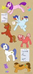 Size: 900x2000 | Tagged: safe, artist:seffiron, oc, oc only, oc:apricorn, oc:creampuff, oc:jessibelle, oc:princess, oc:sparkz, oc:starstruck, butterfly, earth pony, pegasus, pony, unicorn, cupcake, female, food, male, next generation, offspring, parent:applejack, parent:big macintosh, parent:caramel, parent:fancypants, parent:fluttershy, parent:orion, parent:pinkie pie, parent:pokey pierce, parent:rainbow dash, parent:rarity, parent:soarin', parent:twilight sparkle, parents:carajack, parents:fluttermac, parents:pokeypie, parents:raripants, parents:soarindash, stars, teddy bear