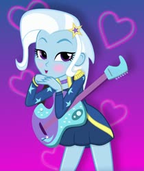Size: 1024x1220 | Tagged: safe, artist:grapefruitface1, artist:ravenwolf-bases, trixie, equestria girls, g4, blushing, clothes, female, guitar, heart, looking at you, musical instrument, show accurate, solo
