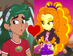 Size: 1139x881 | Tagged: safe, edit, edited screencap, screencap, adagio dazzle, timber spruce, equestria girls, equestria girls series, g4, my little pony equestria girls: legend of everfree, sunset's backstage pass!, spoiler:eqg series (season 2), bracelet, clothes, female, headband, jacket, jewelry, leather jacket, male, shipping, shipping domino, shorts, spiked headband, spiked wristband, straight, timberdazzle, wristband