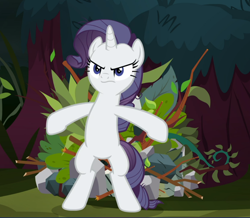 Size: 1076x939 | Tagged: safe, screencap, mean rarity, pony, g4, the mean 6, bipedal, clone, cropped, female, frown, hoard, solo