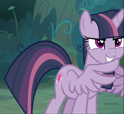 Size: 1018x938 | Tagged: safe, screencap, mean twilight sparkle, pony, g4, the mean 6, cropped, evil grin, female, gendo pose, grin, smiling, solo, wing hands, wings