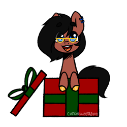 Size: 700x700 | Tagged: safe, artist:cottonsweets, part of a set, oc, oc only, oc:benjamin t. tover, oc:benjamin terrance tover, earth pony, pony, commission, cute, ear piercing, earring, eye clipping through hair, glasses, jewelry, piercing, present, simple background, solo, transparent background, ych result