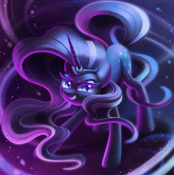 Size: 2974x3000 | Tagged: safe, artist:dawnfire, idw, nightmare rarity, pony, unicorn, g4, digital art, female, grin, high res, looking at you, mare, smiling, solo
