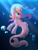 Size: 1600x2100 | Tagged: safe, artist:angiepeggy2114, oc, oc only, oc:evening light, seapony (g4), unicorn, bubble, female, light rays, mare, solo, underwater