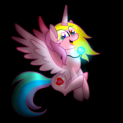 Size: 2000x2000 | Tagged: safe, artist:angiepeggy2114, oc, oc only, oc:evening light, alicorn, pony, alicorn oc, black background, eye clipping through hair, female, glowing, high res, horn, jewelry, mare, pendant, simple background, solo