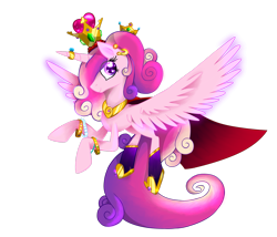 Size: 2645x2267 | Tagged: safe, artist:angiepeggy2114, princess cadance, alicorn, pony, g4, bracelet, crown, ear piercing, earring, female, heart eyes, high res, horn, horn ring, jewelry, mare, peytral, piercing, regalia, simple background, solo, transparent background, wingding eyes