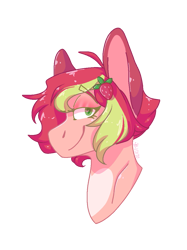 Size: 899x1200 | Tagged: safe, artist:p-kicreations, oc, oc only, oc:berry, pony, bust, female, mare, portrait, simple background, solo, transparent background