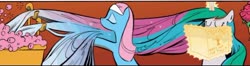 Size: 704x187 | Tagged: safe, artist:andypriceart, idw, official comic, lotus blossom, princess celestia, alicorn, earth pony, pony, g4, spoiler:comic, cropped, female, long hair, magazine, mare, washing hair, wet mane