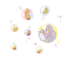 Size: 2638x2274 | Tagged: safe, artist:angiepeggy2114, derpy hooves, pegasus, pony, g4, adorable distress, bubble, cute, female, food, high res, mare, muffin, simple background, solo, transparent background, trapped, watermark