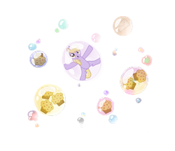 Size: 2638x2274 | Tagged: safe, artist:angiepeggy2114, dinky hooves, pony, unicorn, g4, bubble, female, filly, food, high res, muffin, simple background, solo, transparent background, trapped