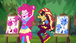 Size: 1920x1080 | Tagged: safe, screencap, pinkie pie, sunset shimmer, equestria girls, equestria girls series, g4, sunset's backstage pass!, spoiler:eqg series (season 2), female