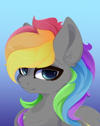 Size: 4000x5000 | Tagged: safe, artist:xsatanielx, oc, oc only, oc:dark rainbow, pegasus, pony, rcf community, absurd resolution, chest fluff, commission, ear fluff, gradient background, looking at you, male, pegasus oc, smiling, smiling at you, solo, stallion