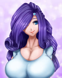 Size: 960x1200 | Tagged: safe, artist:fenrox, rarity, human, g4, big breasts, breasts, busty rarity, cleavage, clothes, digital art, female, huge breasts, humanized, solo