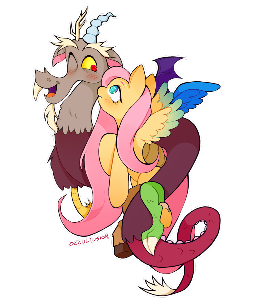 Discord fallen. Fluttercord. Дискорд. Флаттершай и Дискорд. Флаттершай и Дискорд шип.