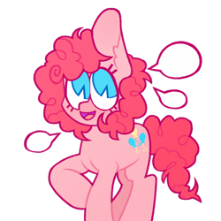 Size: 900x900 | Tagged: safe, artist:onionpwder, pinkie pie, earth pony, pony, g4, cute, diapinkes, female, mare, open mouth, raised hoof, simple background, solo, transparent background