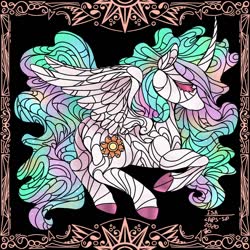 Size: 1280x1280 | Tagged: safe, artist:laps-sp, princess celestia, alicorn, pony, g4, female, mare, solo, stained glass