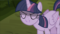 Size: 1669x940 | Tagged: safe, screencap, mean twilight sparkle, pony, g4, season 8, the mean 6, cropped, evil grin, eyes closed, female, grin, sinister, smiling, solo, you need me