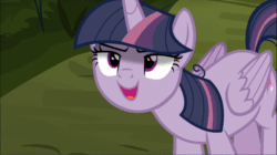 Size: 1200x674 | Tagged: safe, edit, screencap, mean twilight sparkle, pony, g4, the mean 6, animated, cropped, cute, female, gif, giggity, kubrick stare, mean twiabetes, open mouth, sinister, solo