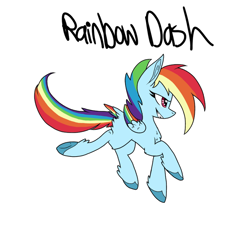 Size: 720x720 | Tagged: safe, artist:lilywing_2061, rainbow dash, pegasus, pony, g4, female, g5 concept leak style, g5 concept leaks, hooves, rainbow dash (g5 concept leak), redesign, simple background, solo, white background