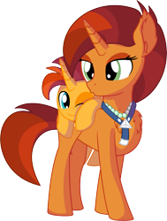 Size: 5667x7512 | Tagged: safe, artist:cyanlightning, stellar flare, sunburst, pony, unicorn, g4, .svg available, absurd resolution, chest fluff, colt, colt sunburst, cute, duo, ear fluff, female, forehead kiss, kissing, male, mare, mother and child, mother and son, one eye closed, simple background, smiling, sockless stellar flare, sockless sunburst, sunbetes, transparent background, vector, younger
