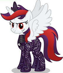 Size: 1574x1837 | Tagged: safe, artist:vector-brony, oc, oc only, oc:blackjack, oc:cognitum, alicorn, cyborg, pony, unicorn, fallout equestria, fallout equestria: project horizons, alicornified, amputee, cybernetic legs, fanfic art, gradient hair, gradient mane, horn, level 5 (iconium) (project horizons), moonlight eclipse (project horizons), race swap, simple background, solo, transparent background, unicorn oc