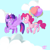 Size: 1200x1200 | Tagged: safe, artist:ashtodusk, pinkie pie, twilight sparkle, alicorn, earth pony, pony, g4, balloon, cloud, duo, female, floating, flying, mare, then watch her balloons lift her up to the sky, twilight sparkle (alicorn), underhoof