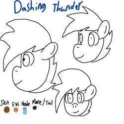 Size: 768x768 | Tagged: safe, artist:dashing thunder, oc, oc only, oc:dashing thunder, pony, grin, reference sheet, side view, smiling, solo
