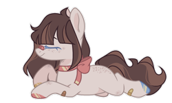 Size: 1024x615 | Tagged: safe, artist:chococolte, oc, oc only, oc:brownie, earth pony, pony, female, mare, prone, simple background, solo, transparent background