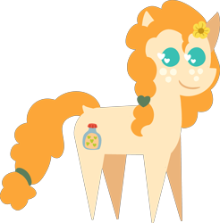 Size: 2881x2925 | Tagged: safe, artist:poniidesu, edit, pear butter, earth pony, pony, g4, base used, dock, female, flower, flower in hair, green eyes, high res, mare, orange hair, pointy ponies, simple background, solo, transparent background, wingding eyes