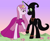 Size: 3880x3144 | Tagged: safe, artist:aquaticneon, pony, unicorn, g4, adventure time, cartoon network, couple, day, eye contact, female, having fun, high res, husband and wife, looking at each other, male, mare, married couple, nergal, nergal and princess bubblegum, princess bubblegum, shipping, stallion, the grim adventures of billy and mandy