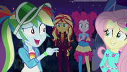 Size: 1920x1080 | Tagged: safe, screencap, fluttershy, pinkie pie, rainbow dash, sunset shimmer, equestria girls, equestria girls specials, g4, my little pony equestria girls: better together, my little pony equestria girls: sunset's backstage pass, female