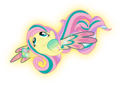 Size: 9000x6276 | Tagged: safe, artist:php178, derpibooru exclusive, fluttershy, pegasus, pony, g4, female, flying, glowing, happy, rainbow power, simple background, solo, transparent background, vector