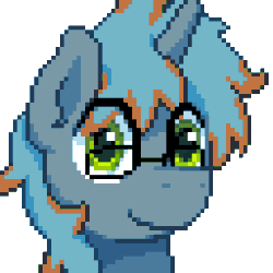 Size: 256x256 | Tagged: safe, artist:bitassembly, oc, oc only, oc:ice chip, pony, unicorn, animated, blinking, cute, gif, glasses, heart, male, one eye closed, pixel art, simple background, solo, transparent background, wink